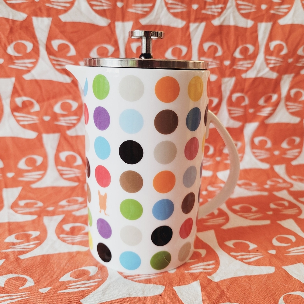 Polka Dot French Coffee press from OUI by Frnech Bull. Like new!